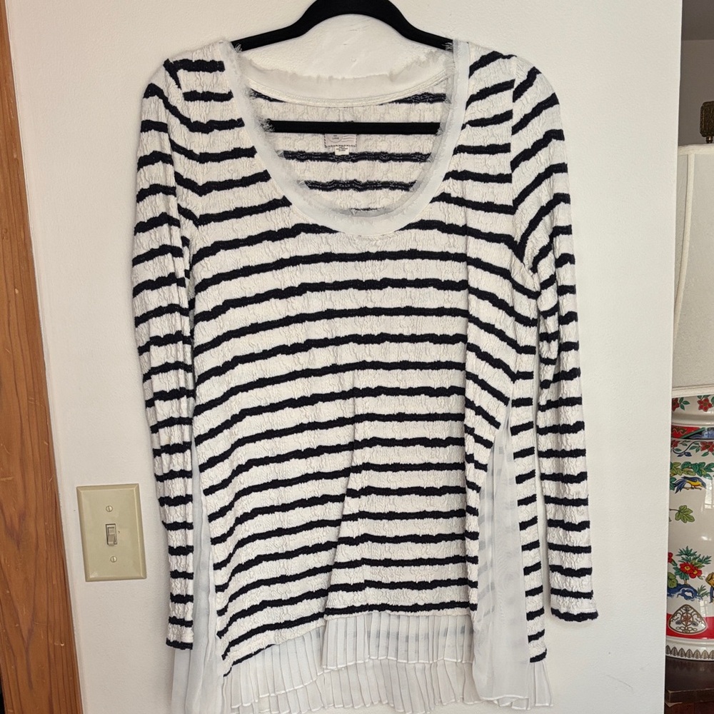 Anthropologie Striped Black and White Women's Top size large